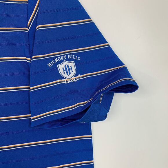 Adidas Polo Shirt Mens XL Extra Large Blue Climacool Striped Hickory Hills Golf - Picture 5 of 12